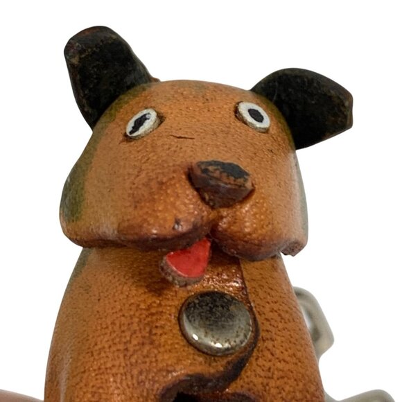 Handcrafted Leather Black Tan Labrador Rottweiler Dog Keychain Purse Charm - Picture 2 of 7